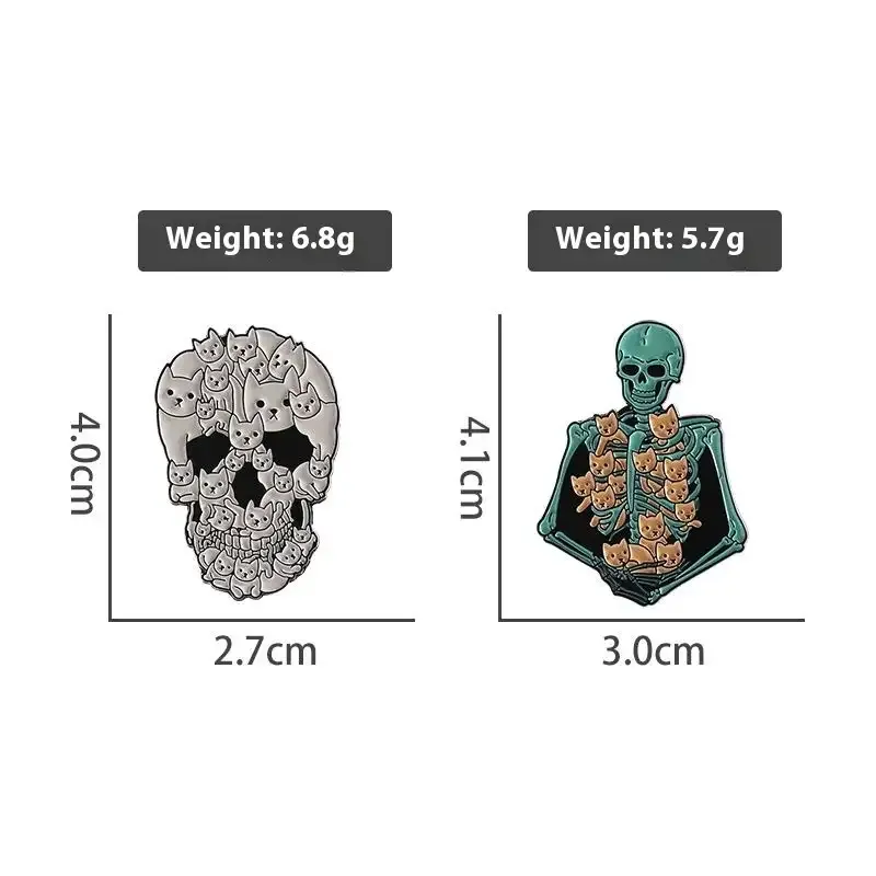 Black & White Cat Skull Pin-Nvibes