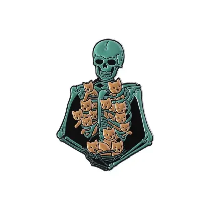 Skull Cat Alloy Brooch-Nvibes