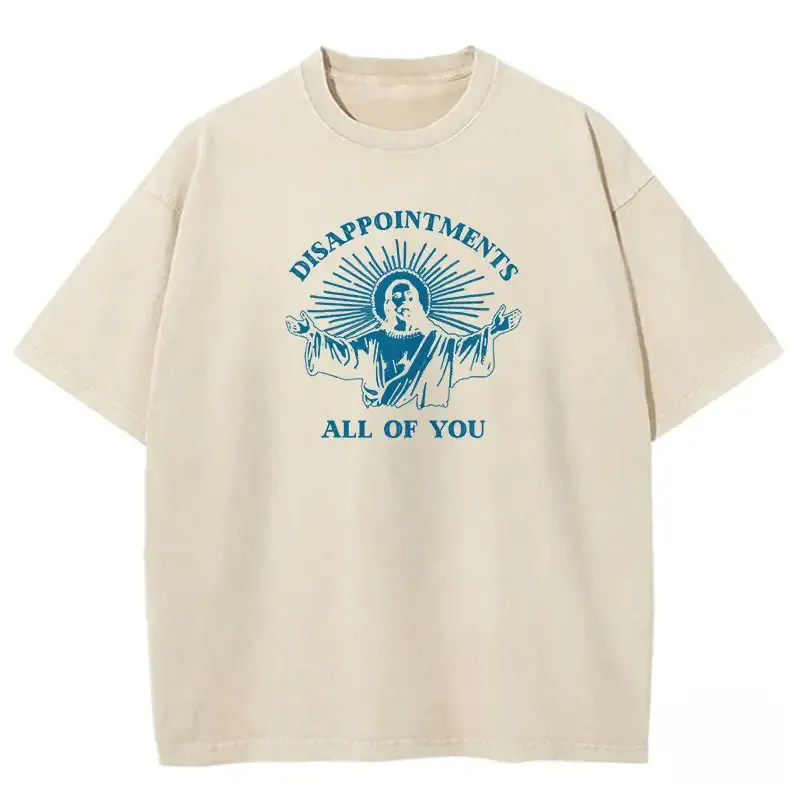 Washed cotton Disappointments All Of You T-shirt in vintage style, perfect for casual wear and self-expression.