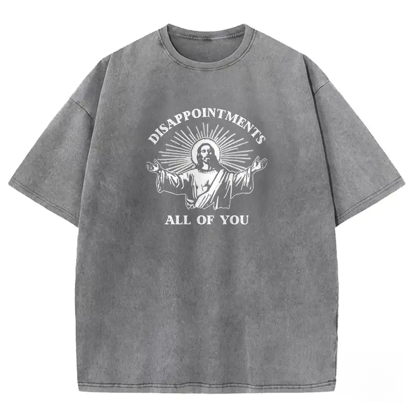 Washed cotton t-shirt featuring "Disappointments All Of You" graphic, perfect for casual wear and expressing unique style.