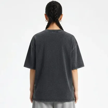 Washed T-shirt featuring a playful smoking cat graphic, perfect for casual wear and animal lovers.