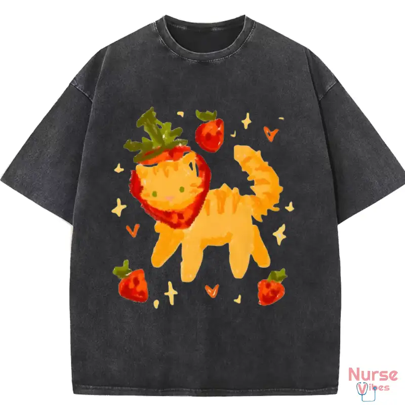 Soft, lightweight Sweet Kitty Washed T-shirt in pastel colors, perfect for casual wear and pet lovers.