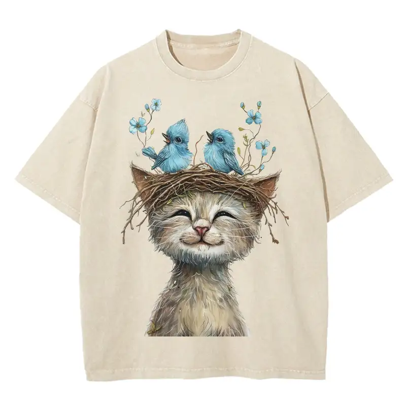 Unlikely Friends washed kids' T-shirt by Tina LeCour, featuring playful design and soft, breathable fabric.