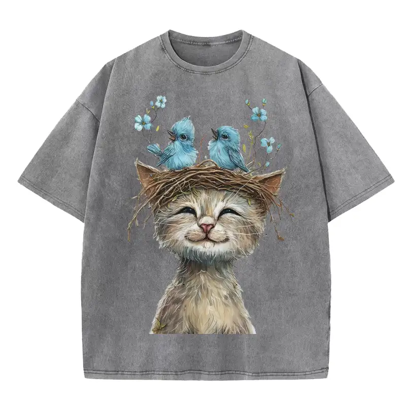 Unlikely Friends washed T-shirt for kids by Tina LeCour, featuring a playful design and soft, comfortable fabric.