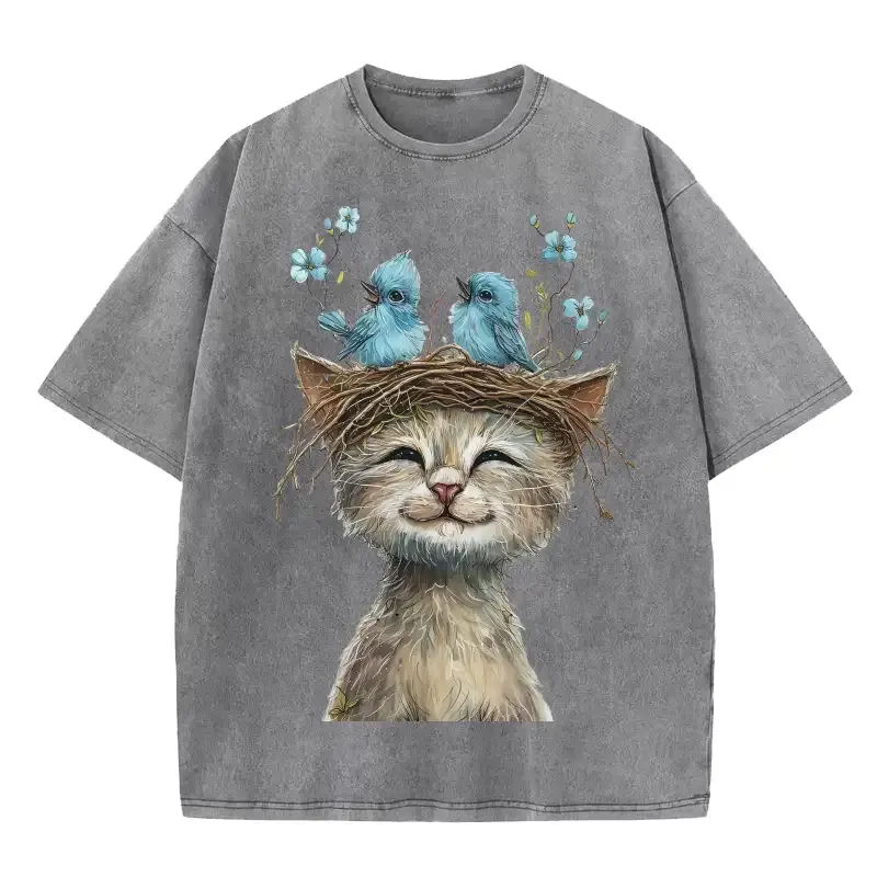 Unlikely Friends washed T-shirt for kids by Tina LeCour, featuring a playful design and soft, comfortable fabric.
