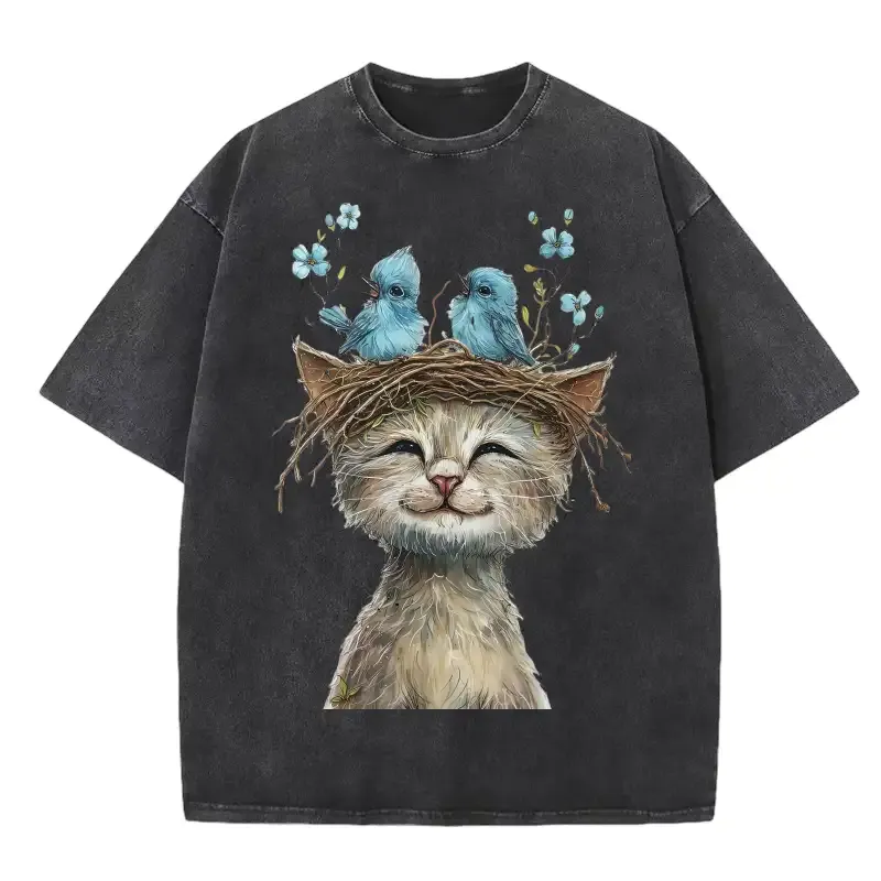 Unlikely Friends washed T-shirt by Tina LeCour, featuring playful graphic design for kids, perfect for casual wear.