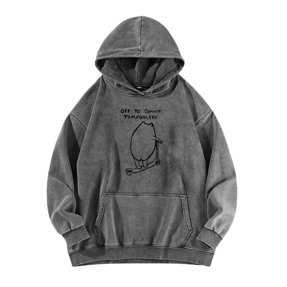 Off To Commit Tomfoolery Frog Loves Washed Hoodie