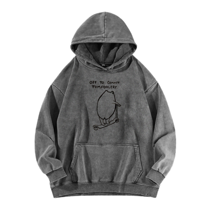 Off To Commit Tomfoolery Frog Loves Washed Hoodie