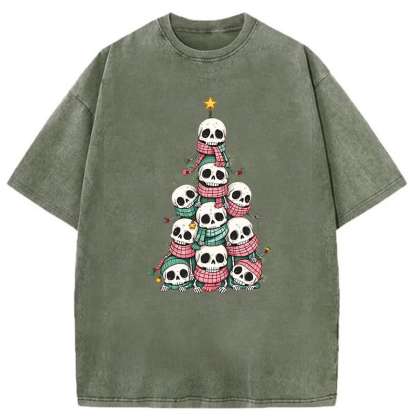 Skull Christmas Tree Washed T-shirt