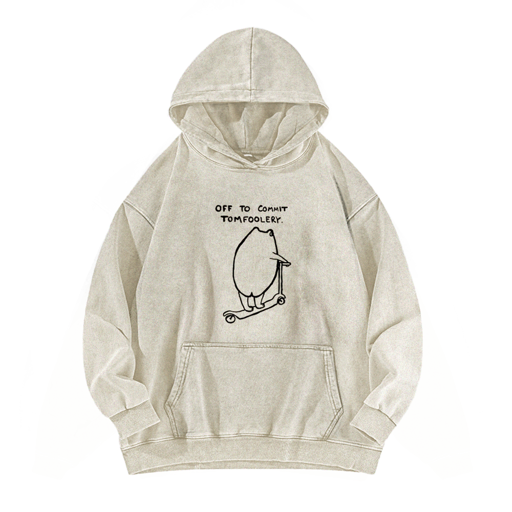 Off To Commit Tomfoolery Frog Loves Washed Hoodie