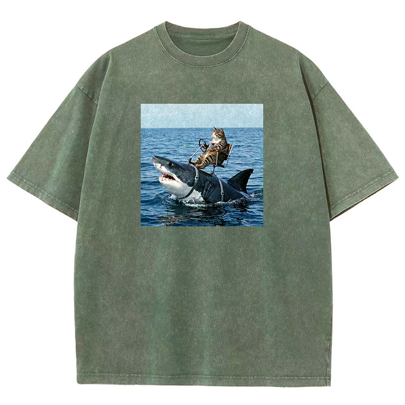 Shark Taxi Driver Washed T-shirt