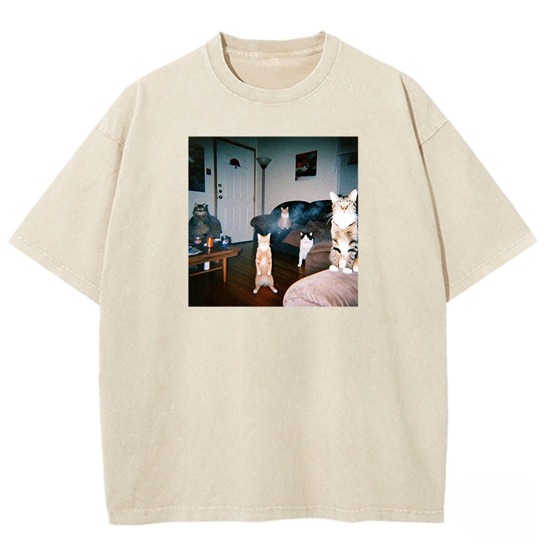 Midnight Moggy Meetup Washed T-shirt