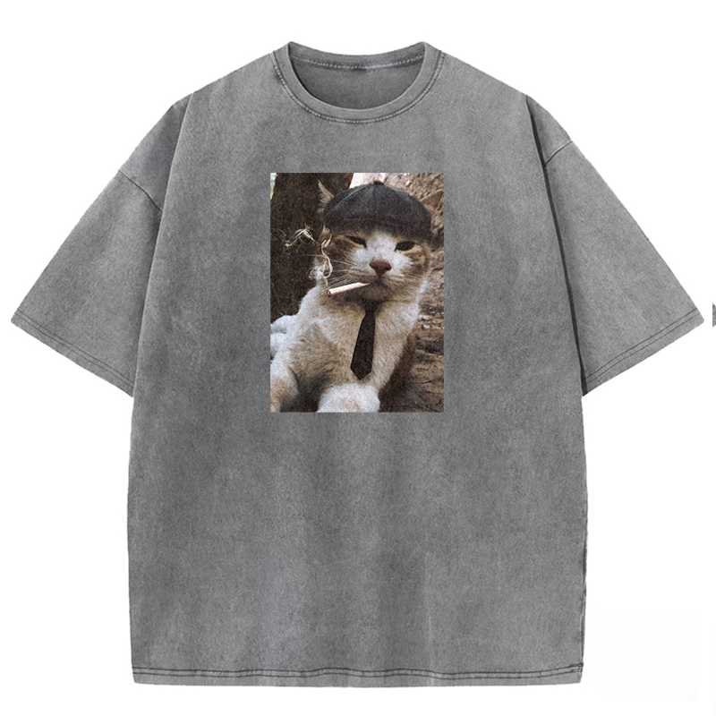 Smoking Gentleman Washed T-shirt