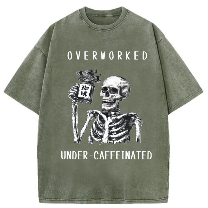 The Skeleton Drinking Coffee Washed T-shirt