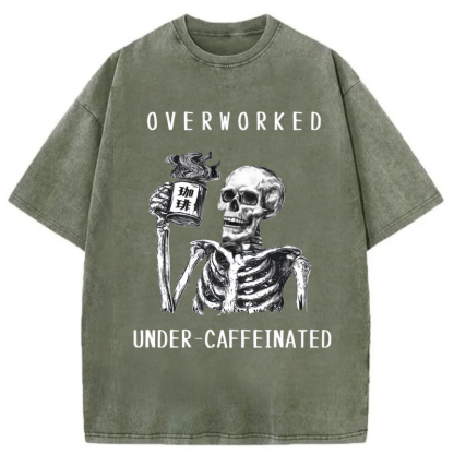 The Skeleton Drinking Coffee Washed T-shirt
