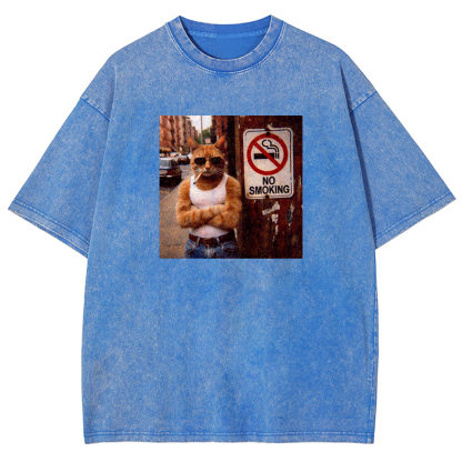 Cool Cat No Smoking Washed T-shirt