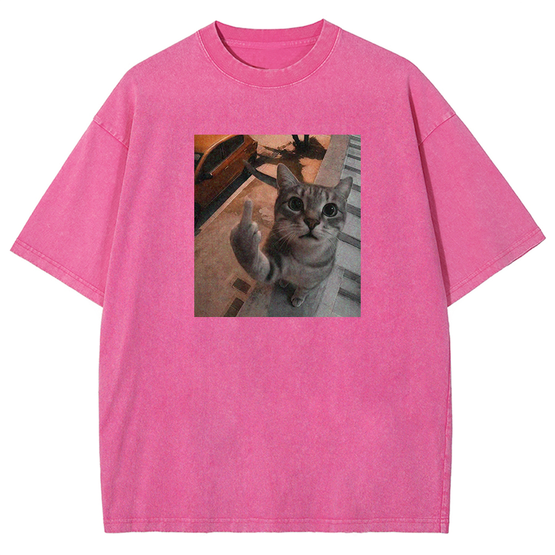 Middle Finger Moggie Washed T-shirt
