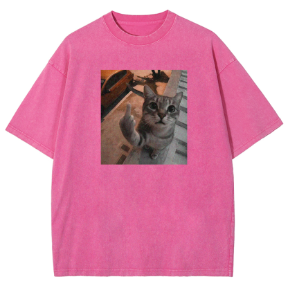 Middle Finger Moggie Washed T-shirt