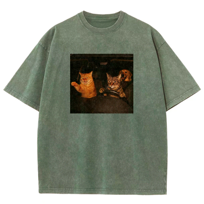 Road Rage Kitties Washed T-shirt