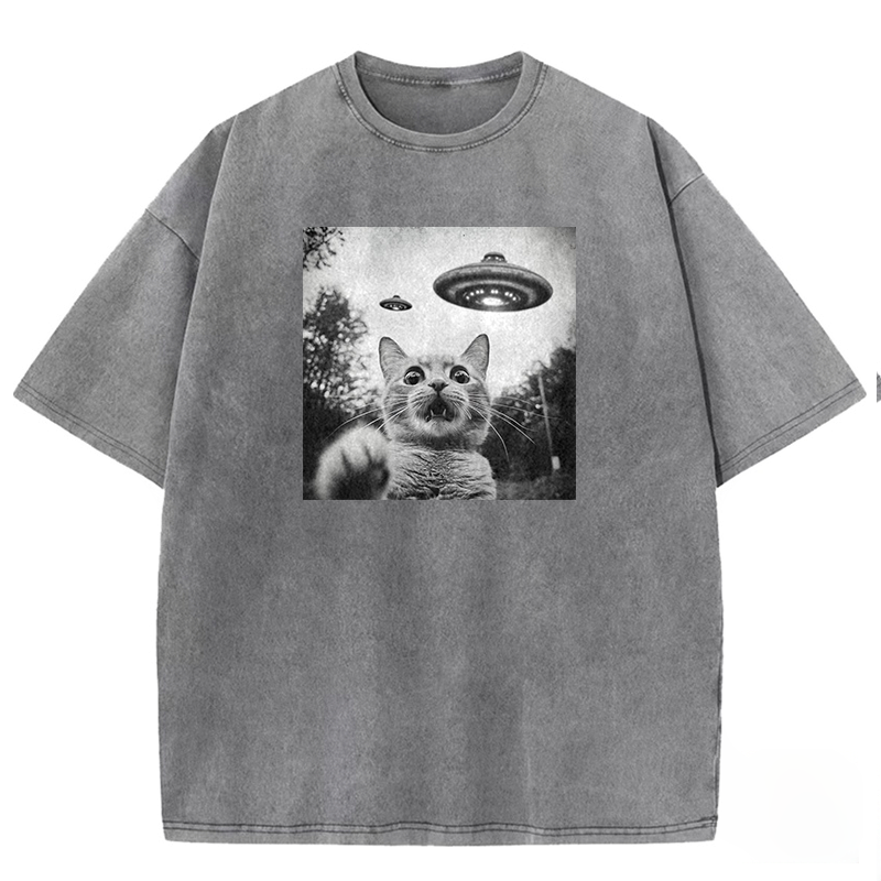 Alien Encounter Cat Washed T-shirt