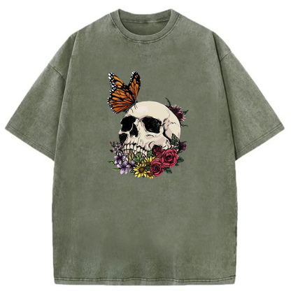 Skull Butterfly Washed T-shirt