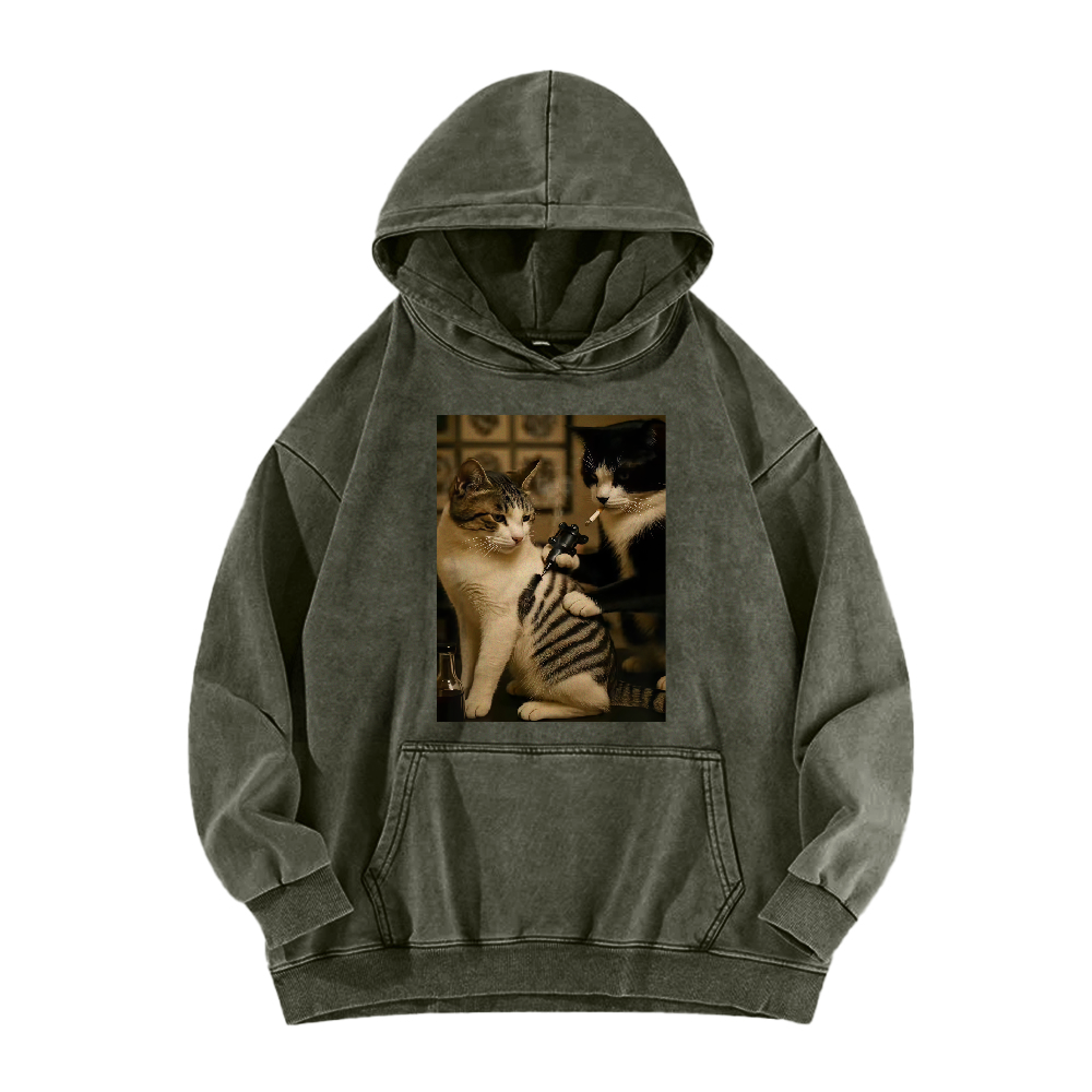 Wacky cats  Washed Hoodie