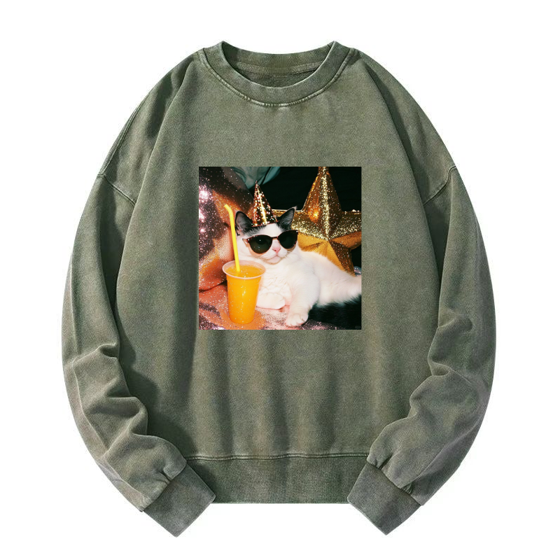 Wacky Cat Washed Sweatshirt