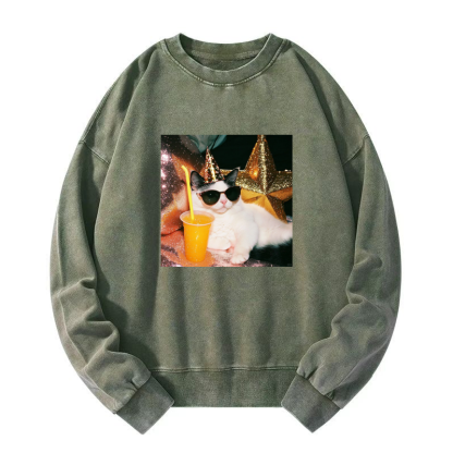Wacky Cat Washed Sweatshirt