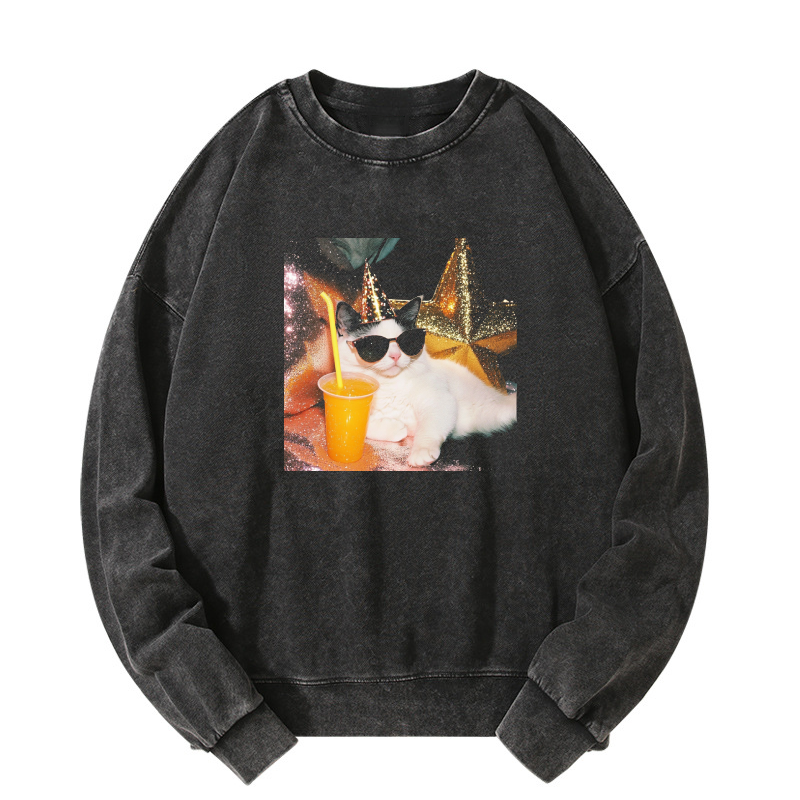 Wacky Cat Washed Sweatshirt