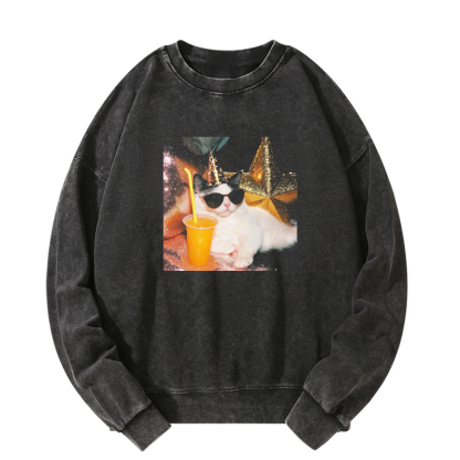 Wacky Cat Washed Sweatshirt