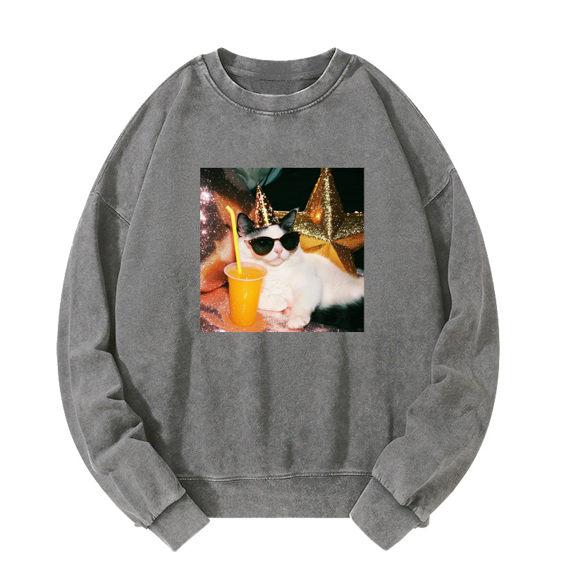 Wacky Cat Washed Sweatshirt