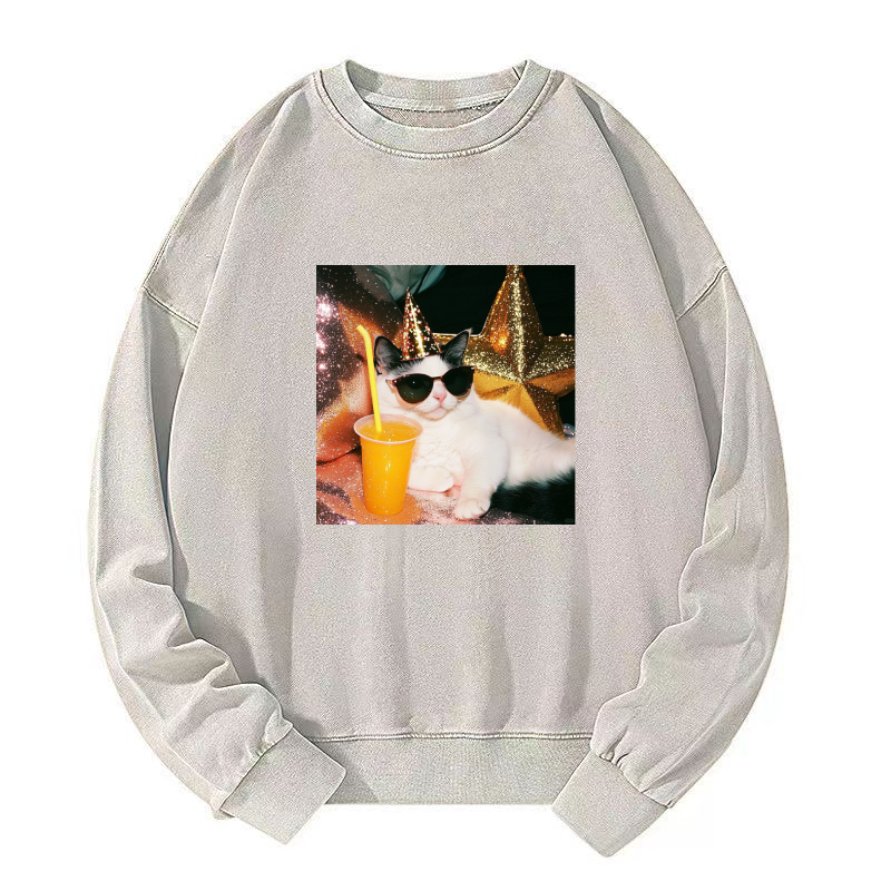 Wacky Cat Washed Sweatshirt