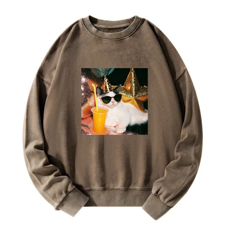 Wacky Cat Washed Sweatshirt