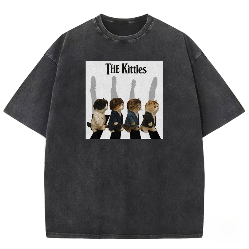The Meowles - Abbey Paw Washed T-shirt