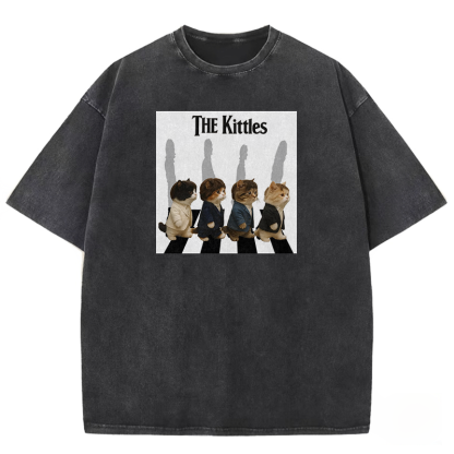 The Meowles - Abbey Paw Washed T-shirt