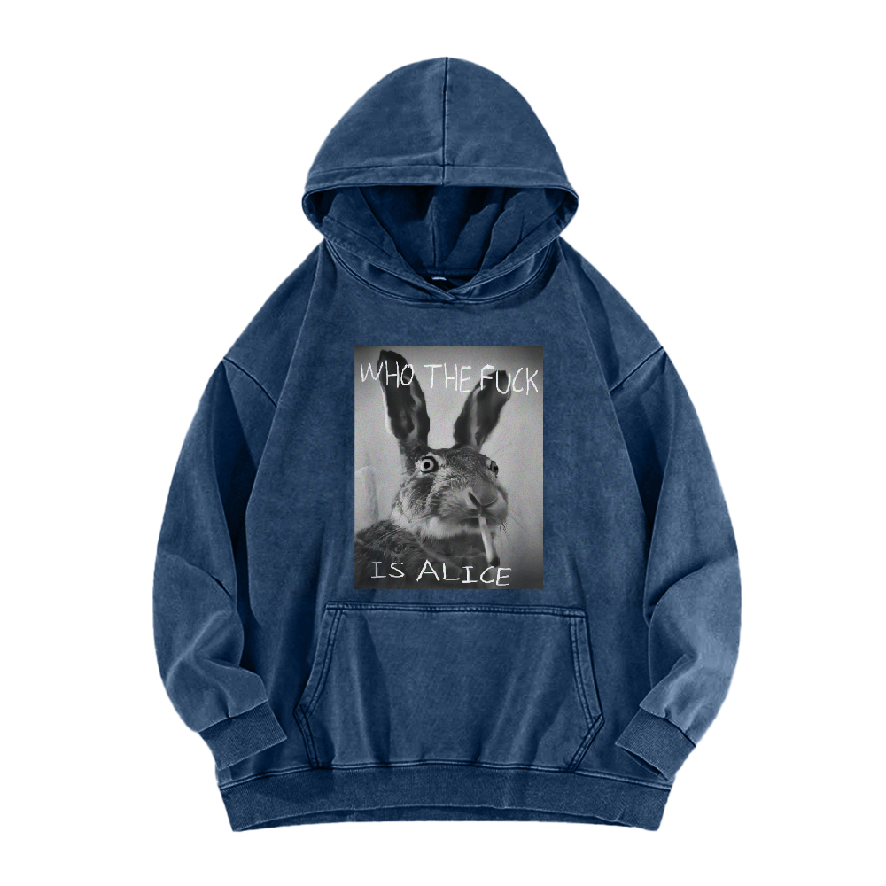 Who The Fck ls Alice Washed Hoodie