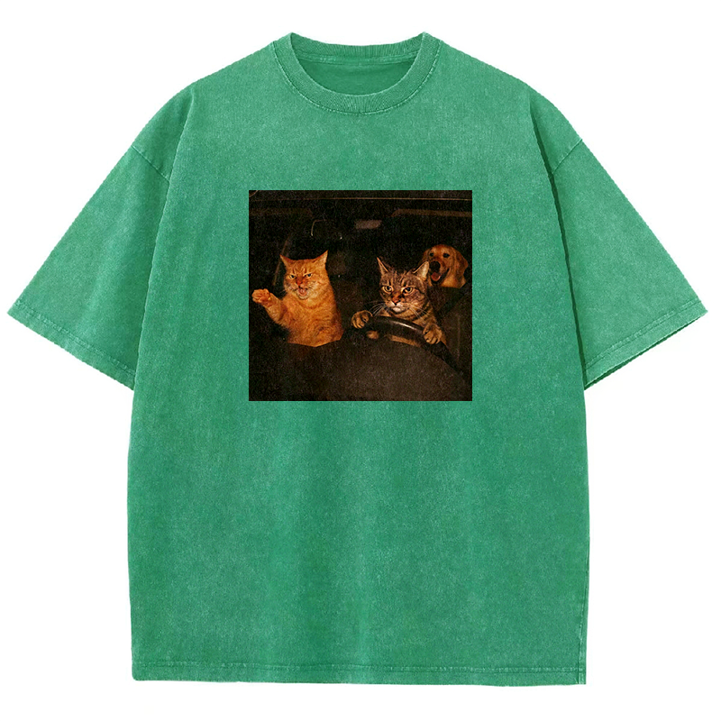 Road Rage Kitties Washed T-shirt
