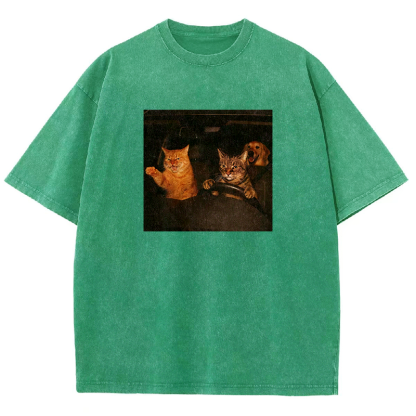 Road Rage Kitties Washed T-shirt