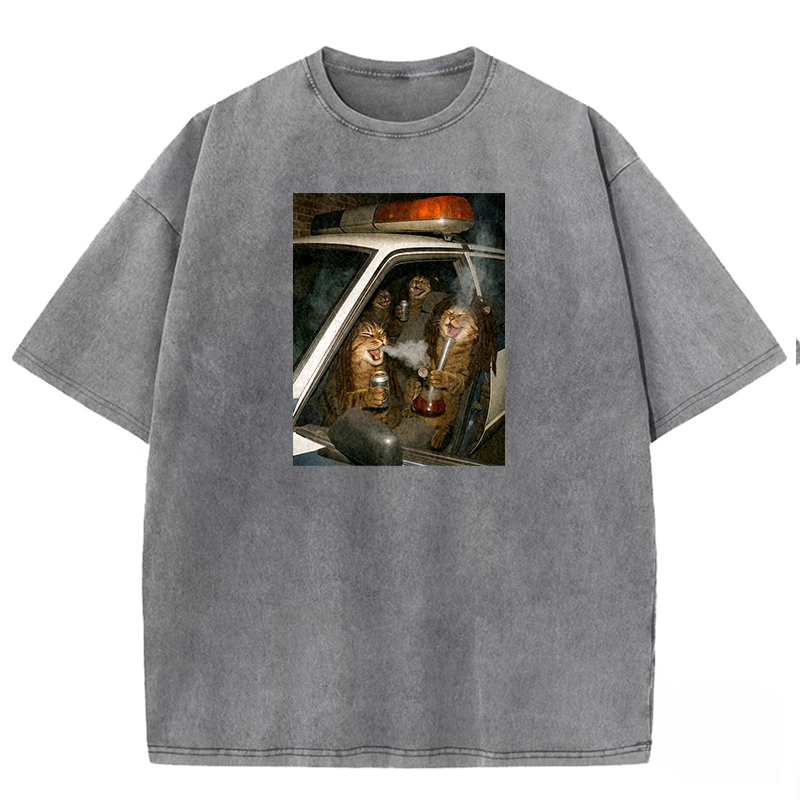 Party Patrol Cats Washed T-shirt