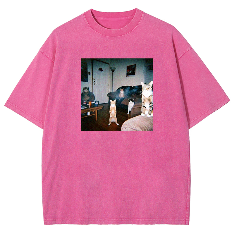 Midnight Moggy Meetup Washed T-shirt