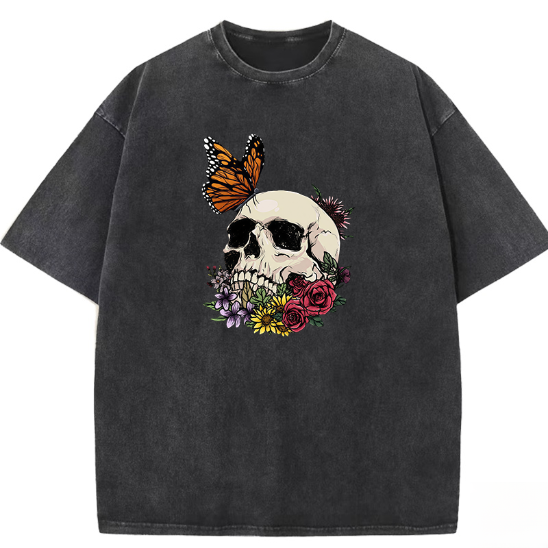 Skull Butterfly Washed T-shirt