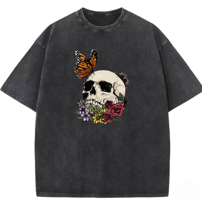 Skull Butterfly Washed T-shirt