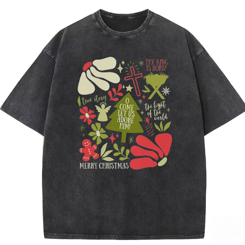 O Come Let Us Adore Him Washed T-shirt