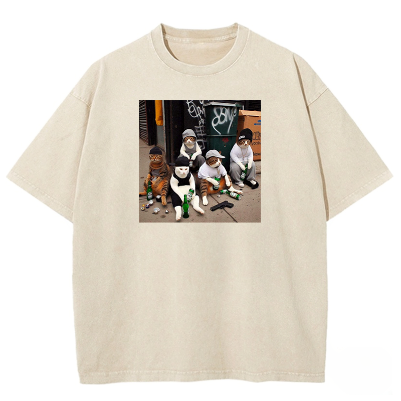 Street Gang Kitties Washed T-shirt