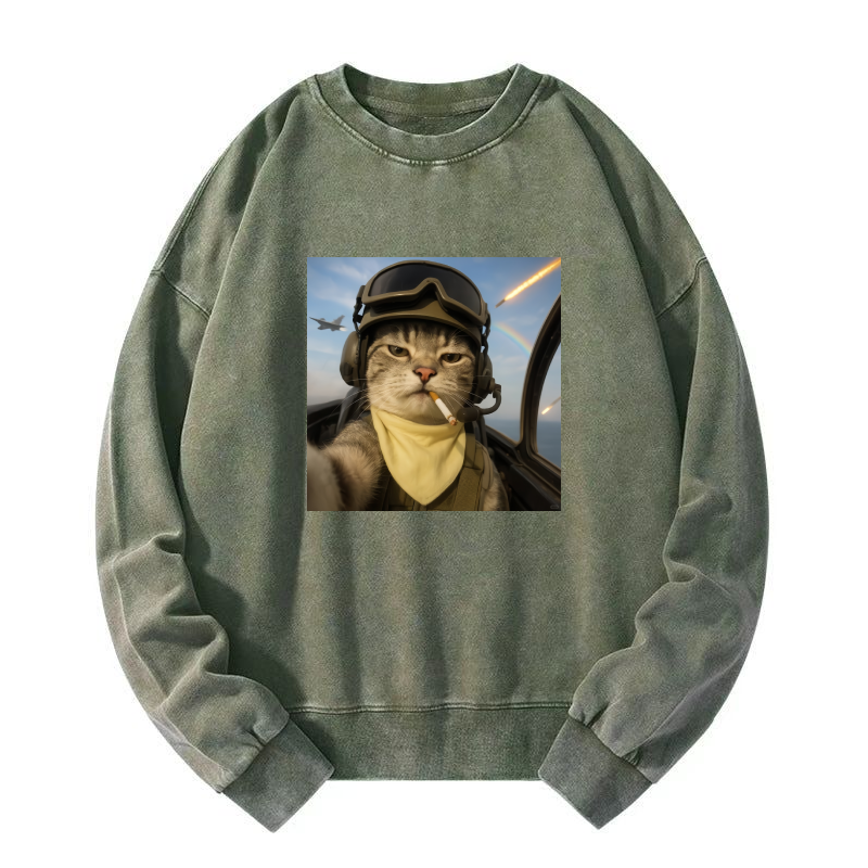 Wacky Cat Washed Sweatshirt