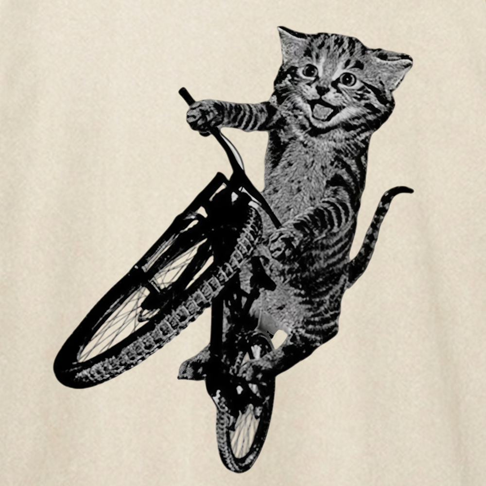 Cat Riding a Bicycle Washed T-shirt