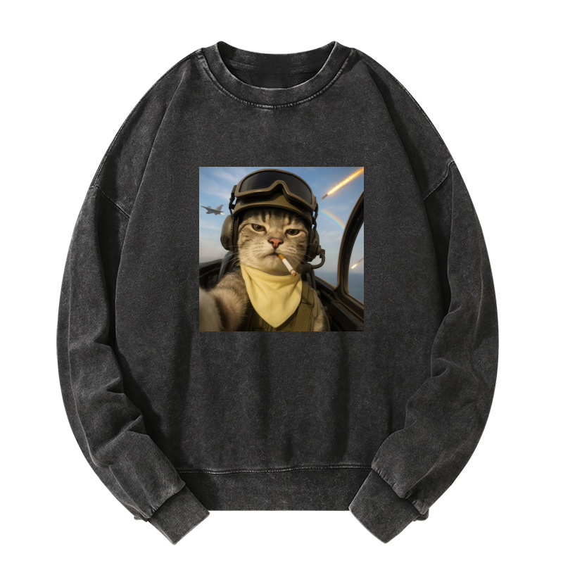 Wacky Cat Washed Sweatshirt