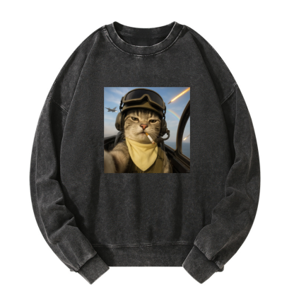 Wacky Cat Washed Sweatshirt