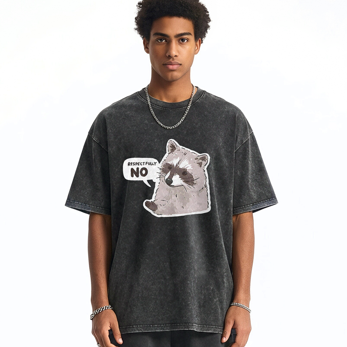 Raccoon Respectfully No Washed T-shirt