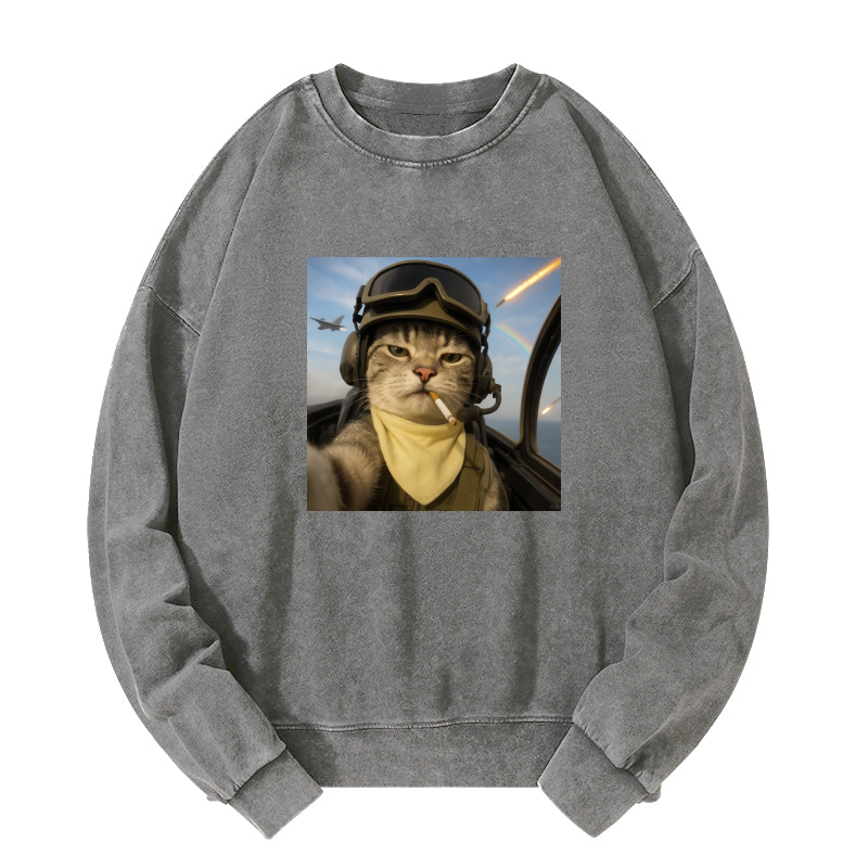 Wacky Cat Washed Sweatshirt